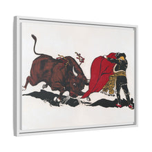 Matador and bull, aesthetic woodcut