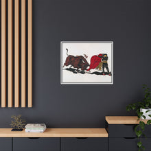 Matador and bull, aesthetic woodcut