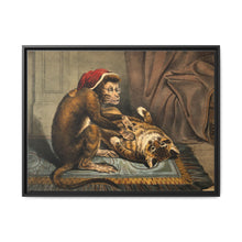 A monkey physician examining a cat patient for fleas. Coloured lithograph - NOMADEN ART GALLERY