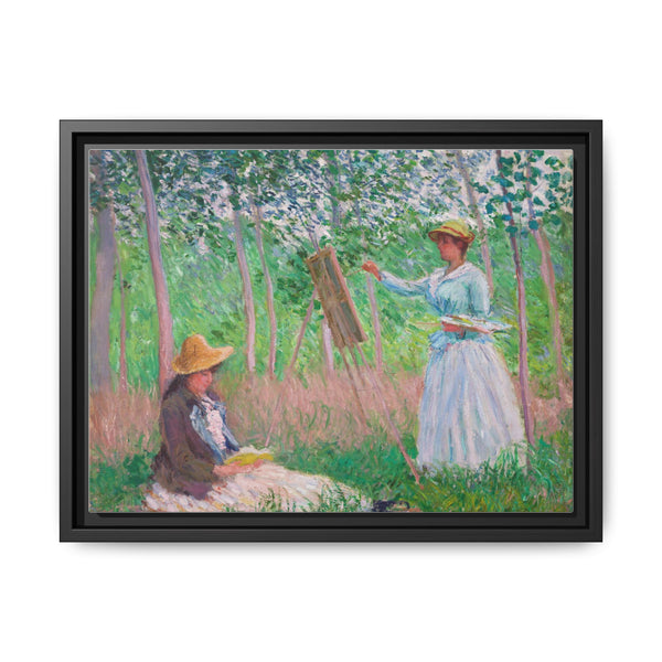 In the Woods at Giverny, Blanche Hoschedé at Her Easel with Suzanne Hoschedé Reading (1887) by Claude Monet - NOMADEN ART GALLERY