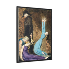 Man supporting a supine woman, an aged man with bell, and a woman in a blue dress raising arms illustration from Europe: a Prophecy by William Blake (1752-1827)