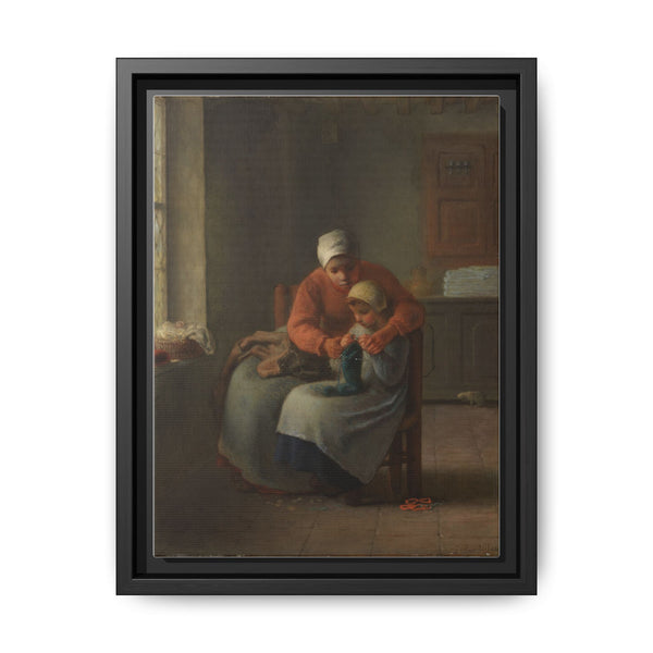 The Knitting Lesson (c. 1860) by Jean François Millet - NOMADEN ART GALLERY