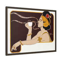 Poster showing woman holding up glass of coffee (Rajah brand) (1897) chromolithograph by Henri Meunier.