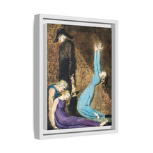 Man supporting a supine woman, an aged man with bell, and a woman in a blue dress raising arms illustration from Europe: a Prophecy by William Blake (1752-1827)
