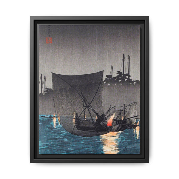 Tsukuda Island, Fishing Nets at Night (1936) print in high resolution by Hiroaki Takahashi - NOMADEN ART GALLERY