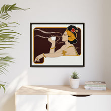 Poster showing woman holding up glass of coffee (Rajah brand) (1897) chromolithograph by Henri Meunier.