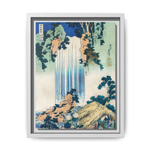 Yoro Waterfall in Mino Province by Katsushika Hokusai (1760-1849) a traditional Japanese Ukyio-e style illustration of two travellers looking at a waterfall and some travelers resting at the side. - NOMADEN ART GALLERY