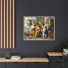 Tobias restoring the eyesight of Tobit in the presence of Raphael and Anna. Gouache painting by a Spanish painter, 19th century.