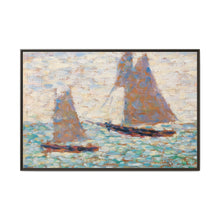 Two Sailboats at Grandcamp (Deux voiliers Ã Grandcamp) (ca. 1885) by Georges Seurat - NOMADEN ART GALLERY