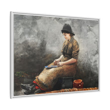 A Fishergirl Baiting Lines (1881) by Winslow Homer