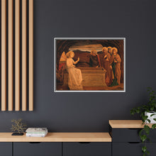 The women at the grave of Christ: anangel tells them that he is risen. Colour lithograph by M. and N. Hanhart after J.E. Goodall after Fra Angelico.