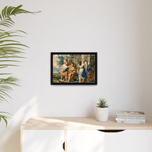 Tobias restoring the eyesight of Tobit in the presence of Raphael and Anna. Gouache painting by a Spanish painter, 19th century.