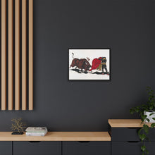 Matador and bull, aesthetic woodcut