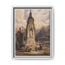 People near a river praying before the figure of a saint on a memorial cross - NOMADEN ART GALLERY