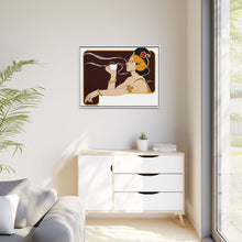 Poster showing woman holding up glass of coffee (Rajah brand) (1897) chromolithograph by Henri Meunier.