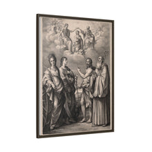 The coronation of the Virgin with four saints: Saint Catherine of Alexandria, Saint John the Evangelist, Saint John the Baptist and Saint Benedict or Saint Romuald. Drawing by F. Rosaspina, c. 1830, after G. Reni.