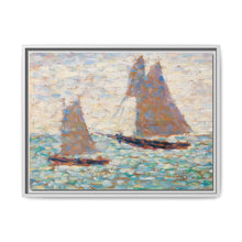 Two Sailboats at Grandcamp (Deux voiliers Ã Grandcamp) (ca. 1885) by Georges Seurat - NOMADEN ART GALLERY