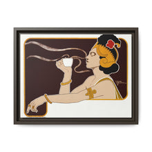 Poster showing woman holding up glass of coffee (Rajah brand) (1897) chromolithograph by Henri Meunier. - NOMADEN ART GALLERY