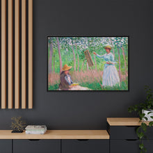 In the Woods at Giverny, Blanche Hoschedé at Her Easel with Suzanne Hoschedé Reading (1887) by Claude Monet - NOMADEN ART GALLERY