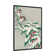 Sparrows on snowy berry bush (ca. 1900–1945) by Ohara Koson