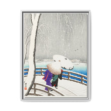 Two women in the snow on Yanagi Bridge (1927) by Ohara Koson