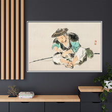 Man maintaining a fishing rod by Kōno Bairei (1844-1895)