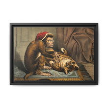 A monkey physician examining a cat patient for fleas. Coloured lithograph - NOMADEN ART GALLERY
