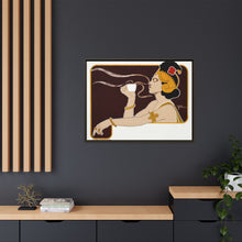 Poster showing woman holding up glass of coffee (Rajah brand) (1897) chromolithograph by Henri Meunier.