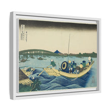Viewing Sunset over the Ryogoku Bridge from the Onmaya Embankment (Onmayagashi yori Ryogokubashi sekiyo o miru), from the series 