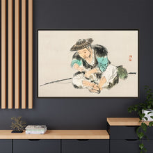 Man maintaining a fishing rod by Kōno Bairei (1844-1895)