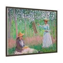 In the Woods at Giverny, Blanche Hoschedé at Her Easel with Suzanne Hoschedé Reading (1887) by Claude Monet - NOMADEN ART GALLERY