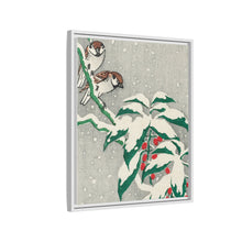 Sparrows on snowy berry bush (ca. 1900–1945) by Ohara Koson