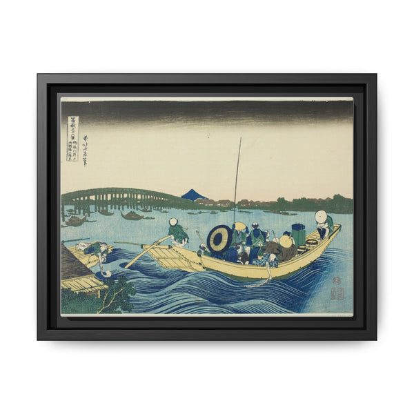 Viewing Sunset over the Ryogoku Bridge from the Onmaya Embankment (Onmayagashi yori Ryogokubashi sekiyo o miru), from the series "Thirty-six Views of Mount Fuji (Fugaku sanjurokkei)" by Katsushika Hokusai - NOMADEN ART GALLERY