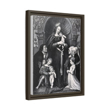Saint Mary (the Blessed Virgin) with the Christ Child and a family as donors. Lithograph by F.S. Hanfstaengl, 1832 , after H. Holbein.