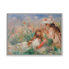 Girls in the Grass Arranging a Bouquet (Fillette couchée sur l'herbe et jeune fille arrangeant un bouquet) (1890) by Pierre-Auguste Renoir. - NOMADEN ART GALLERY