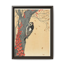 Great spotted woodpecker in tree with red ivy (1925 - 1936) by Ohara Koson