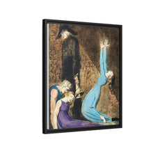 Man supporting a supine woman, an aged man with bell, and a woman in a blue dress raising arms illustration from Europe: a Prophecy by William Blake (1752-1827)