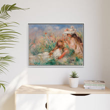 Mädchen im Gras arrangieren einen Blumenstrauß (Fillette couchée sur l'herbe et jeune fille arrangant un Bouquet) (1890) von Pierre-Auguste Renoir.