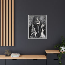 Saint Mary (the Blessed Virgin) with the Christ Child and a family as donors. Lithograph by F.S. Hanfstaengl, 1832 , after H. Holbein.