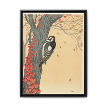 Great spotted woodpecker in tree with red ivy (1925 - 1936) by Ohara Koson
