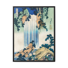 Yoro Waterfall in Mino Province by Katsushika Hokusai (1760-1849) a traditional Japanese Ukyio-e style illustration of two travellers looking at a waterfall and some travelers resting at the side. - NOMADEN ART GALLERY