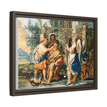 Tobias restoring the eyesight of Tobit in the presence of Raphael and Anna. Gouache painting by a Spanish painter, 19th century.