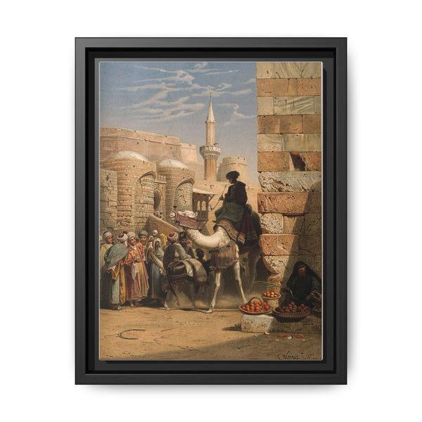 Egypt: a street with a man smoking and riding a camel. Chromolithograph after C. F. H. Werner, 1873. - NOMADEN ART GALLERY