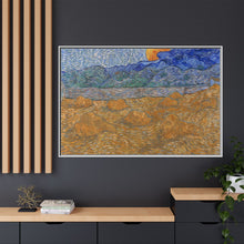 Landschap met korenschelven en opkomende maan (1889) by Vincent van Gogh - NOMADEN ART GALLERY