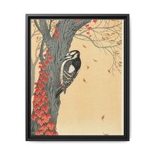 Great spotted woodpecker in tree with red ivy (1925 - 1936) by Ohara Koson