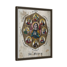 Saint George and Saint Antony of Padua, Saint Catherine of Alexandria, Saint Peter the Apostle, Saint Philomena, Saint Anne, Saint Barbara, Saint John the Baptist and Saint Agnes