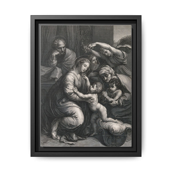 Saint Mary (the Blessed Virgin) and Saint Joseph with the Christ Child, Saint John the Baptist and Saint Elizabeth. Engraving by J. Frey - NOMADEN ART GALLERY