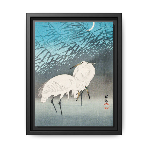 Egrets and Reeds in Moonlight (1926) by Ohara Koson