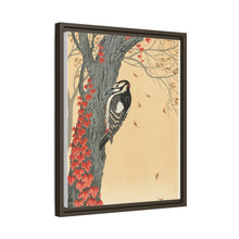 Great spotted woodpecker in tree with red ivy (1925 - 1936) by Ohara Koson