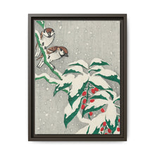 Sparrows on snowy berry bush (ca. 1900–1945) by Ohara Koson